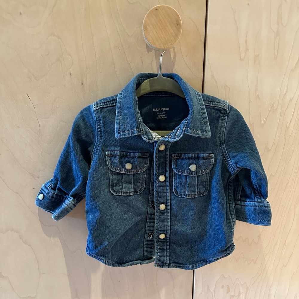 Gap Denim Snap Button Shirt, gender neutral, 3-6 Month